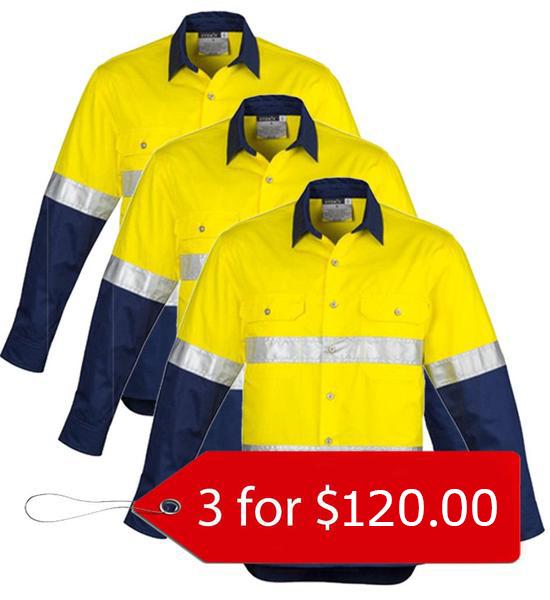 Syzmik ZW123 Mens Day/night Industrial Shirt - Hooped- 3 Pack