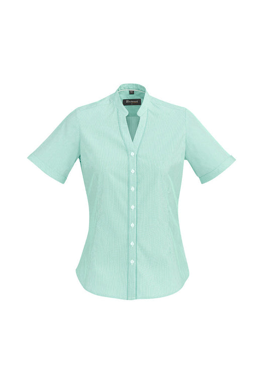 Biz Corporate Bordeaux Ladies Short Sleeve Shirt (40112)-Clearance