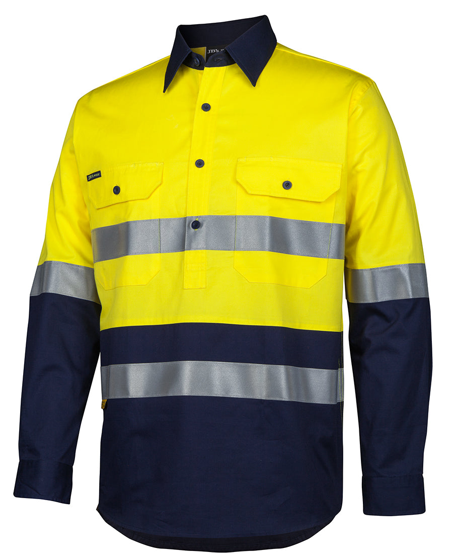 JB'S Hi Vis (D+N) Close Front L/S 150G Work Shirt (6HWCS)