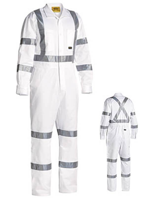 Bisley 3m Taped White Drill Coverall-(BC6806T)