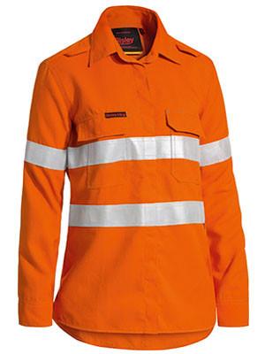 Bisley Tencate tecasafe® women's taped hi vis fr lightweight vented long sleeve shirt-(BL8097T)