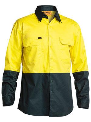 Bisley 2 Tone Hi Vis Cool Lightweight Mesh Ventilated Drill Shirt - Long Sleeve-(BS6895)