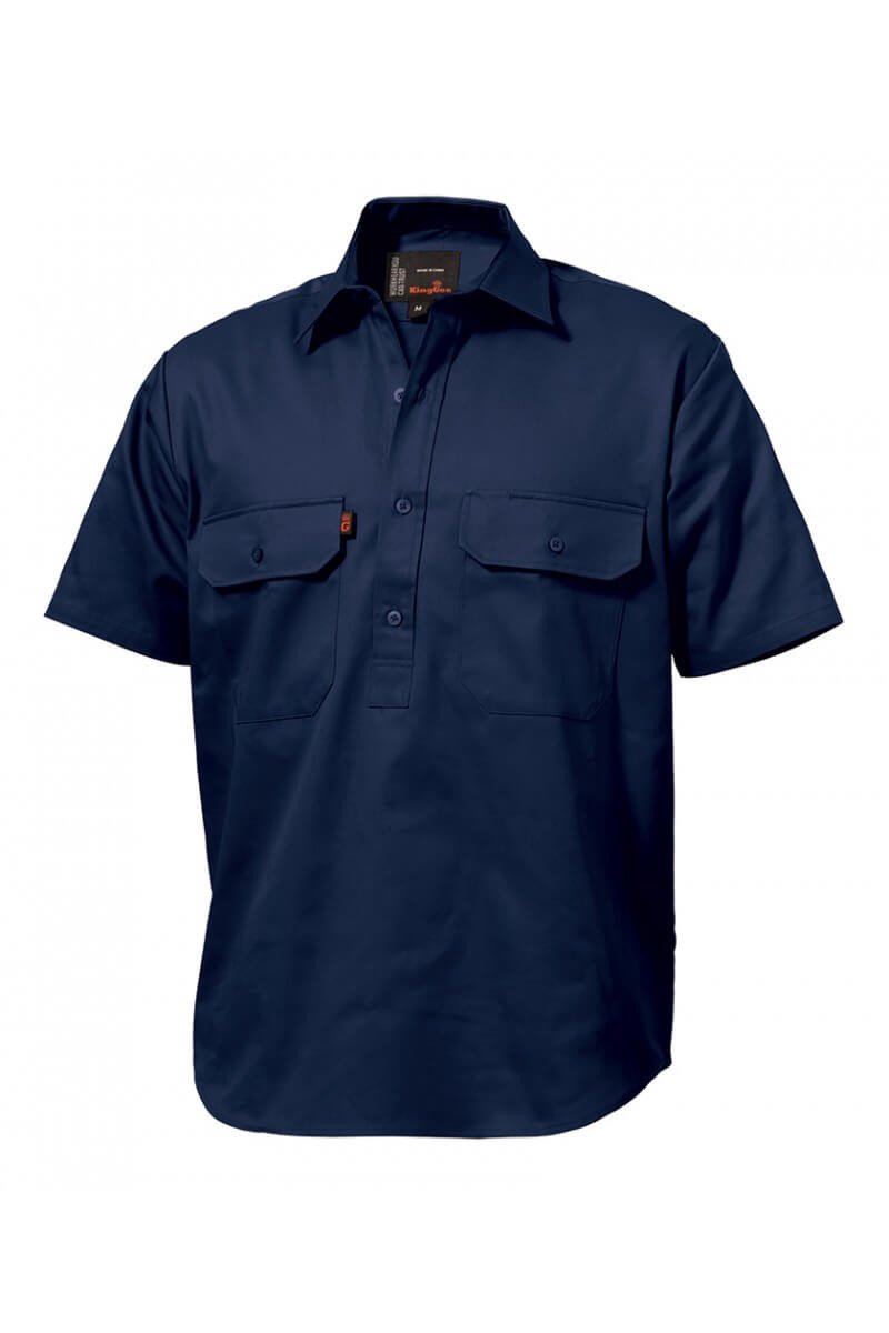 King Gee Sleeve Closed Front Cotton Drill Shirt - 100% Cotton Drill (K04060)
