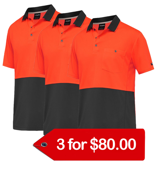 King Gee Work Cool S/S Polo Shirt (K54205-1)-3 Packs