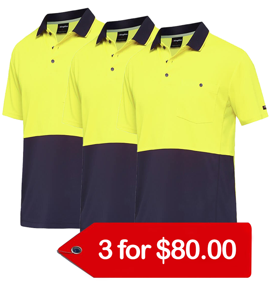 King Gee Work Cool S/S Polo Shirt (K54205-1)-3 Packs