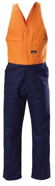 Hard Yakka-Hard Yakka Hi-visibility Two Tone Cotton Drill Action Back Overall-Orange/Navy / 29 x 35-Uniform Wholesalers - 2