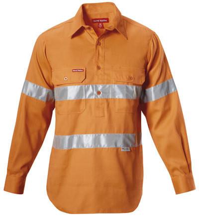 Hard Yakka Hi-visibility Closed Front Cotton Drill Shirt With 3m Tape Long Sleeve (Y07899)