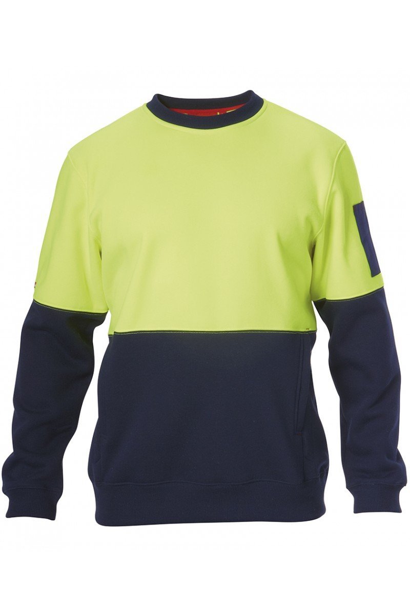 Hard Yakka Hi-visibility Two Tone Brushed Fleece Crew Neck Jumper (Y19322)