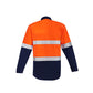 Syzmik Mens Orange Flame Hi Vis Open Front Spliced Shirt - Hoop Taped (ZW140)