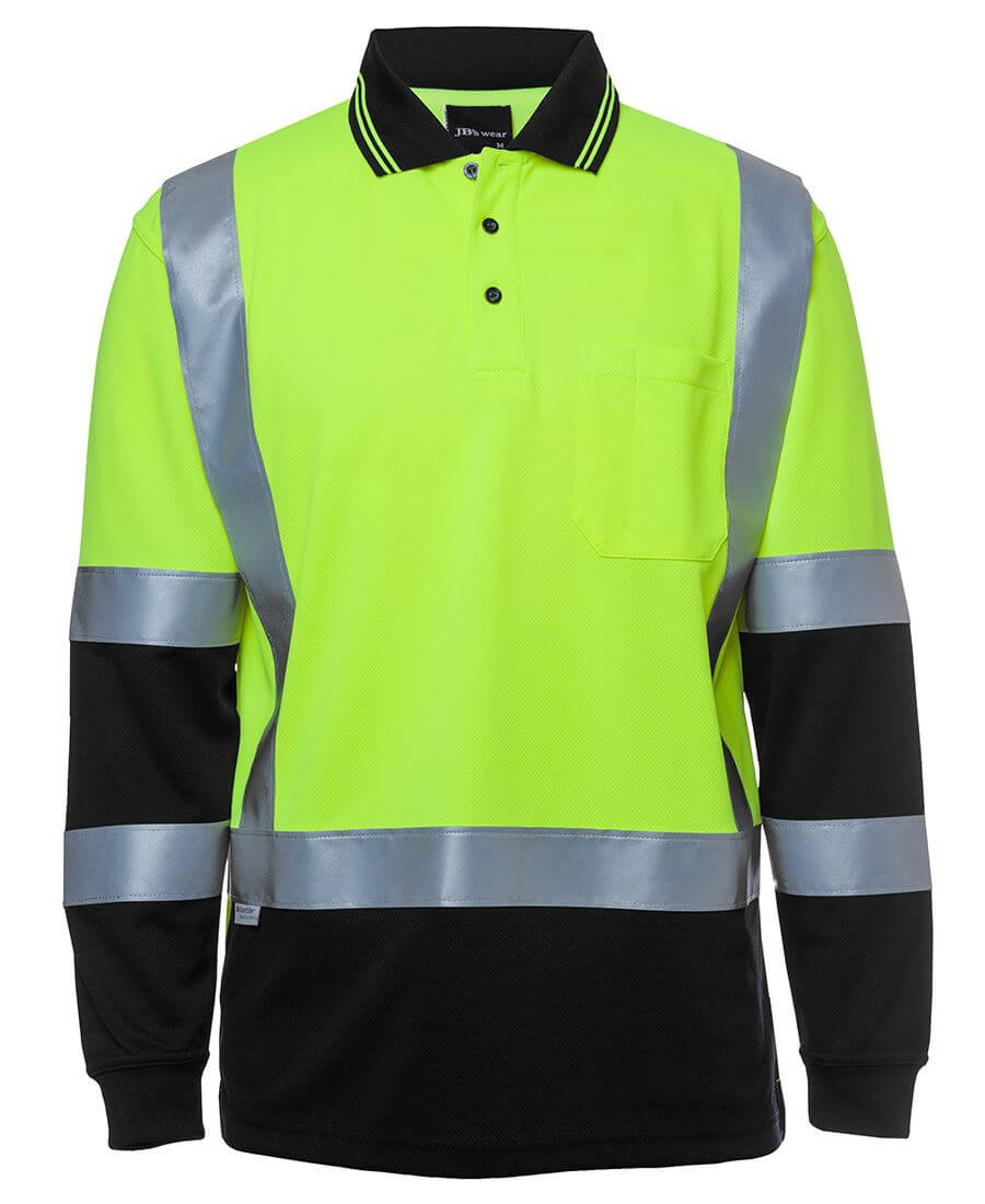 Jb's Hi Vis L/S D+N H Pattern Trad Polo (6DHL)