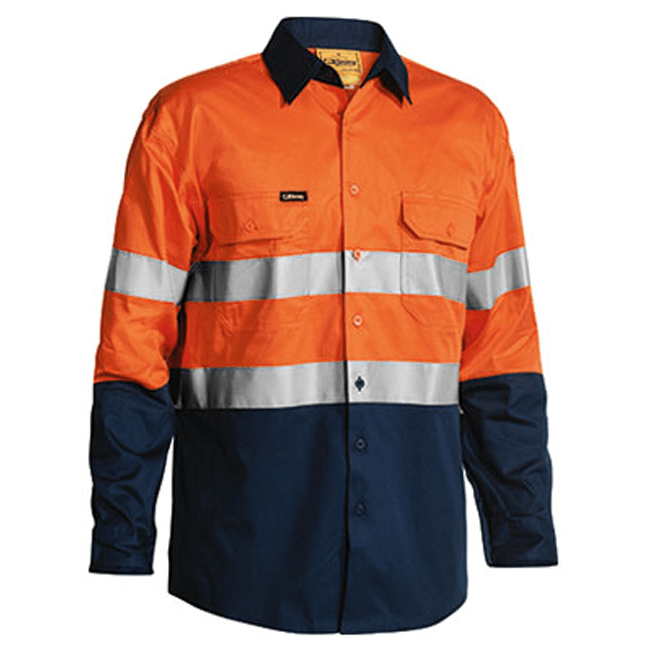 Bisley 2 Tone Hi Vis  Gusset Cuff Shirt 3M Reflective Tape-Long Sleeve-(BS6896)