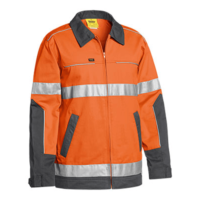 Bisley 3M Taped Two Tone Hi Vis Liquid Repellent Cotton Drill Jacket-(BJ6917T)