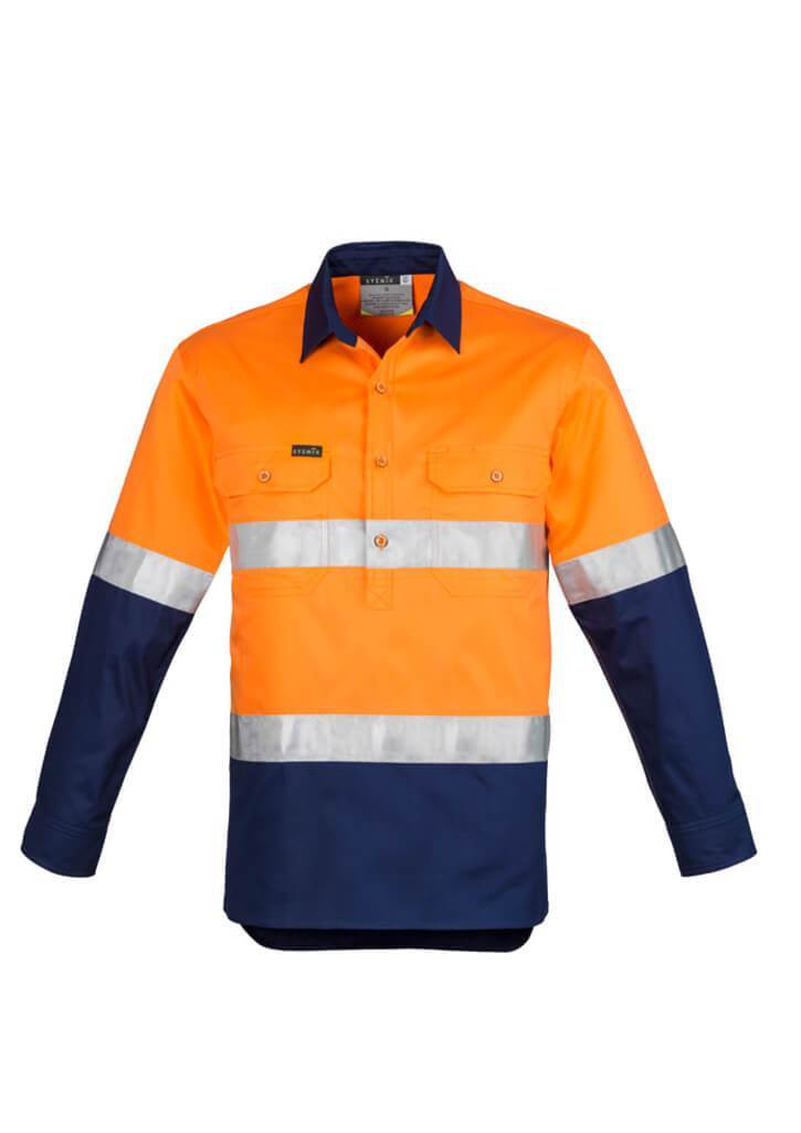 Syzmik Mens Hi Vis Taped Closed Front Shirt (ZW550)