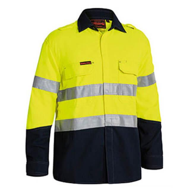 Bisley TenCate Tecasafe® Plus Taped Two Tone Hi Vis FR Lightweight Long Sleeve Shirt-(BS8198T)