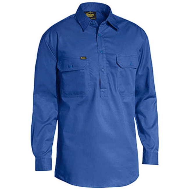 Bisley Closed Front Cotton Light Weight Drill Shirt - Long Sleeve-(BSC6820)