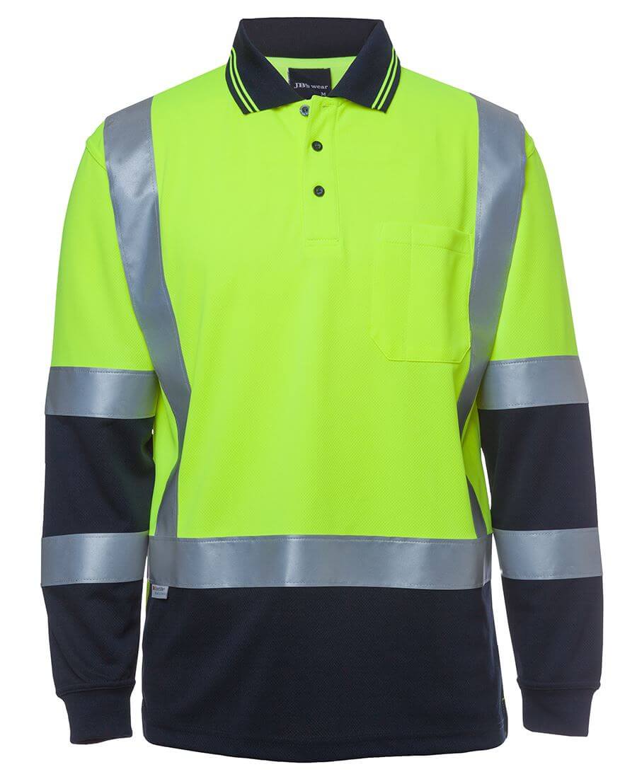 Jb's Hi Vis L/S D+N H Pattern Trad Polo (6DHL)