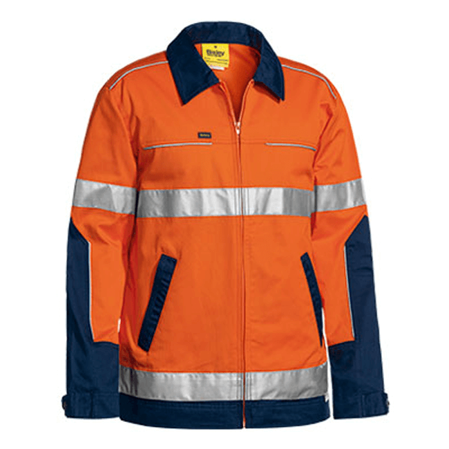 Bisley 3M Taped Two Tone Hi Vis Liquid Repellent Cotton Drill Jacket-(BJ6917T)