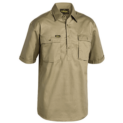 Bisley Closed Front Cotton Drill Shirt - Short Sleeve-(BSC1433)