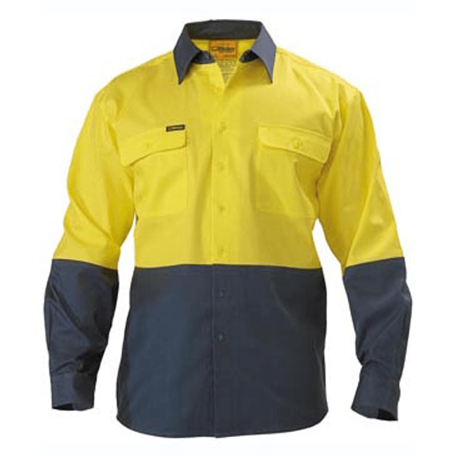 Bisley 2 Tone Hi Vis Drill Shirt - Long Sleeve-(BS6267)