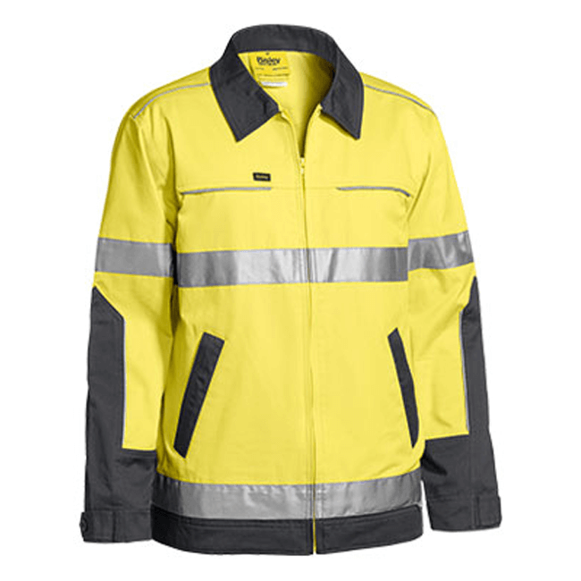 Bisley 3M Taped Two Tone Hi Vis Liquid Repellent Cotton Drill Jacket-(BJ6917T)