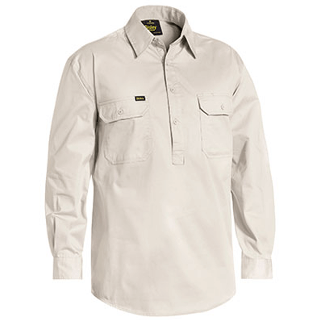 Bisley Closed Front Cotton Light Weight Drill Shirt - Long Sleeve-(BSC6820)