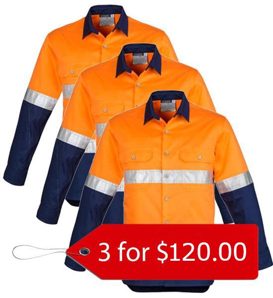 Syzmik ZW123 Mens Day/night Industrial Shirt - Hooped- 3 Pack