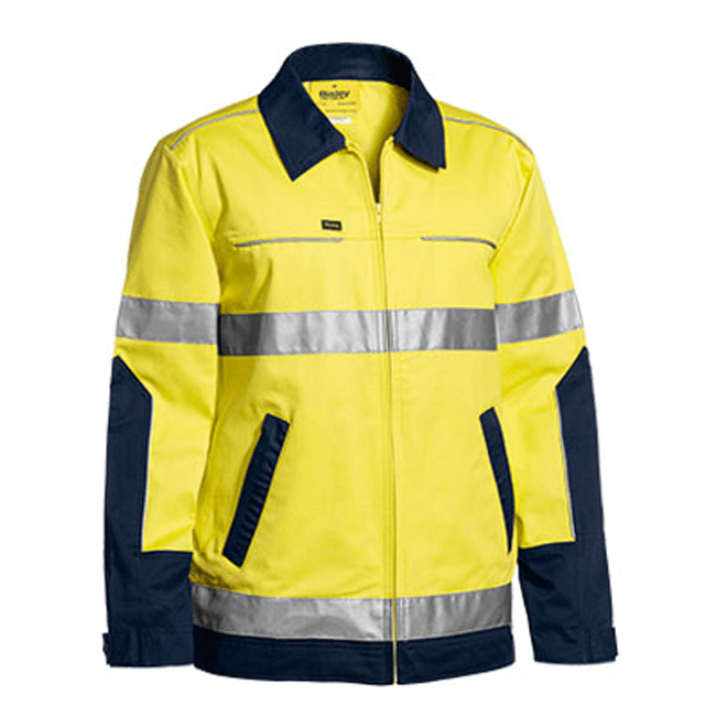 Bisley 3M Taped Two Tone Hi Vis Liquid Repellent Cotton Drill Jacket-(BJ6917T)