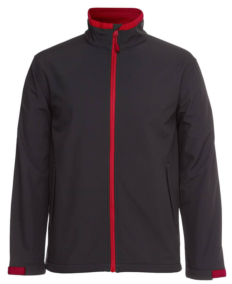 Jb's Kid's Podium Water Resistant Softshell Jacket-Black/Red (3WSJ)