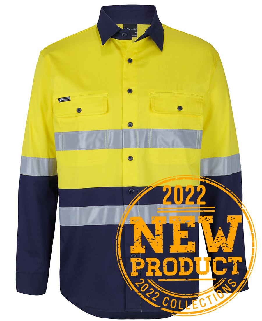 Jb's  Hi Vis (D+N) L/S Stretch Work Shirt With Tape