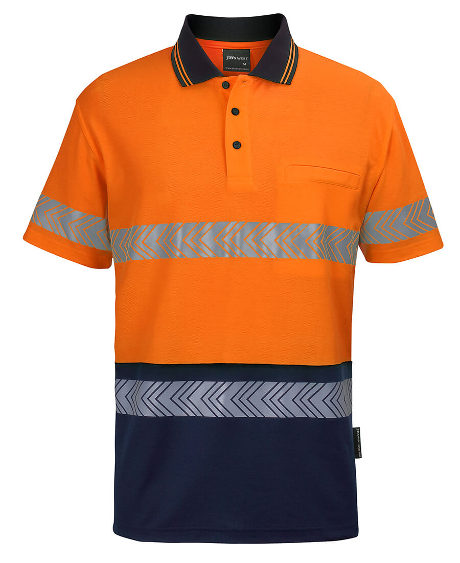 JB's Hi Vis (D+N) Cotton Back S/S Segmented Tape Polo (6HMSS)