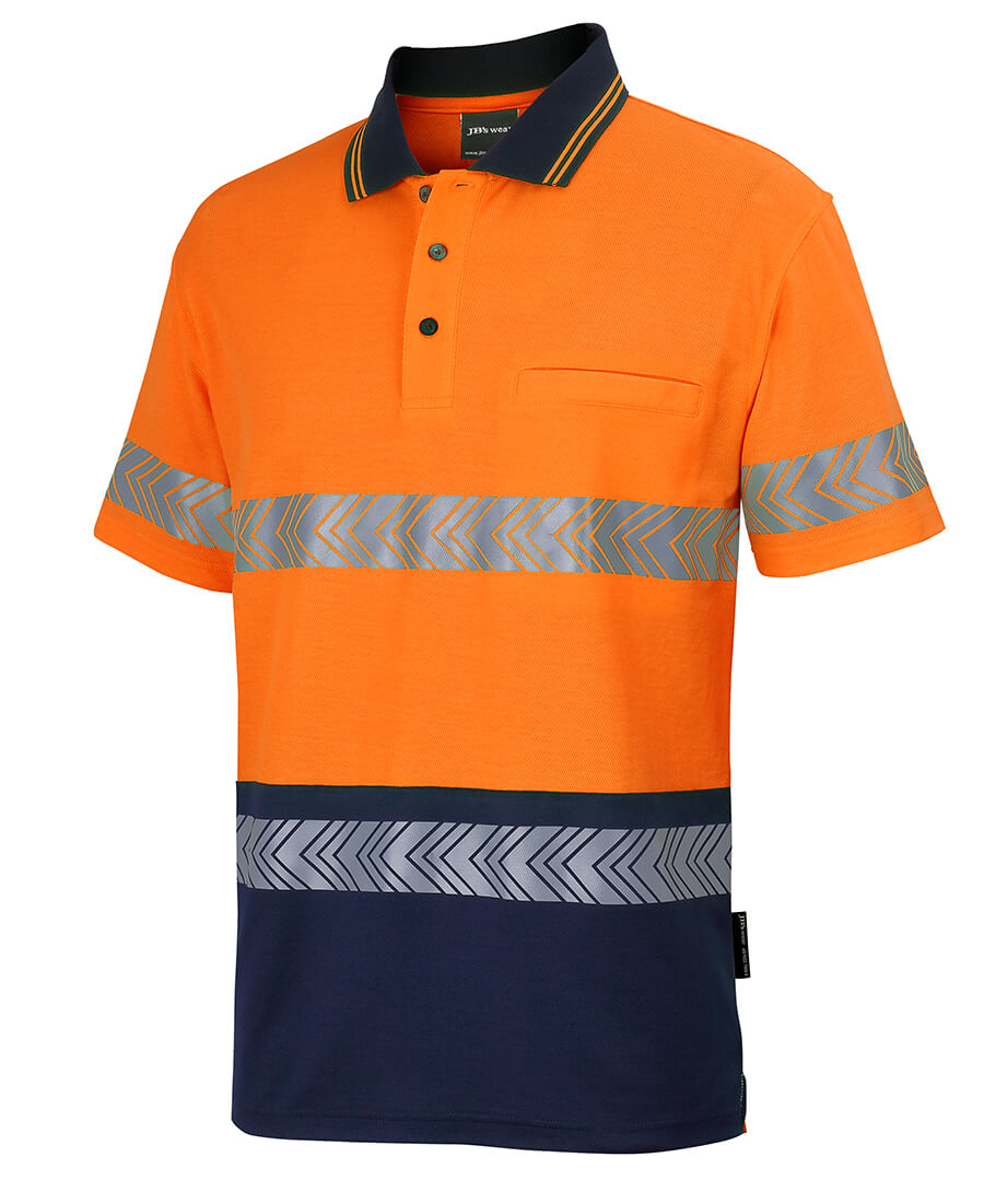 JB's Hi Vis (D+N) Cotton Back S/S Segmented Tape Polo (6HMSS)