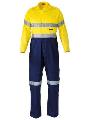 Bisley  2 Tone Hi Vis Lightweight Coveralls 3m Reflective Tape-(BC6719TW)