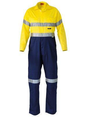 Bisley  2 Tone Hi Vis Lightweight Coveralls 3m Reflective Tape-(BC6719TW)