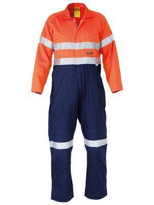 Bisley  2 Tone Hi Vis Lightweight Coveralls 3m Reflective Tape-(BC6719TW)