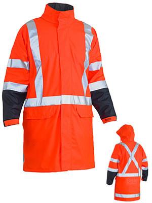 Bisley TTMC-W 3M X Taped Two Tone Hi Vis  Stretch PU Rain Coat-(BJ6955XT)