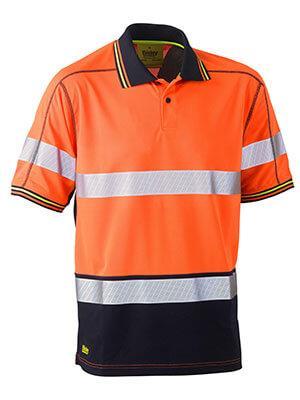 Bisley Taped Two Tone Hi Vis Polyester Mesh Short Sleeve Polo Shirt (BK1219T)