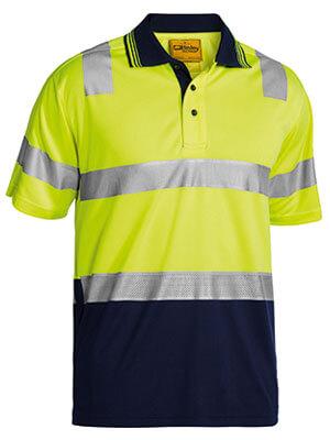 Bisley 3M Taped Hi Vis Two Tone Micromesh Polo Shirt - Short Sleeve-(BK1258T)
