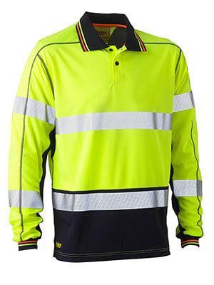 Bisley Taped Two Tone Hi Vis Polyester Mesh Long Sleeve Polo Shirt (BK6219T)