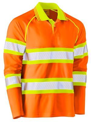 Bisley Tape Double Hi Vis Mesh Polo Shirt - Long Sleeve (BK6223T)