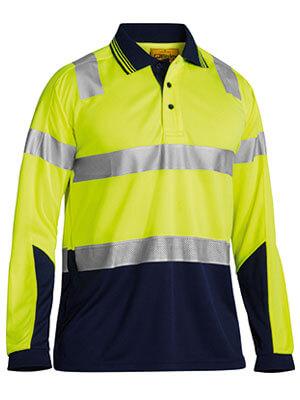 Bisley 3M Taped Hi Vis Two Tone Micromesh Polo Shirt - Long Sleeve-(BK6258T)