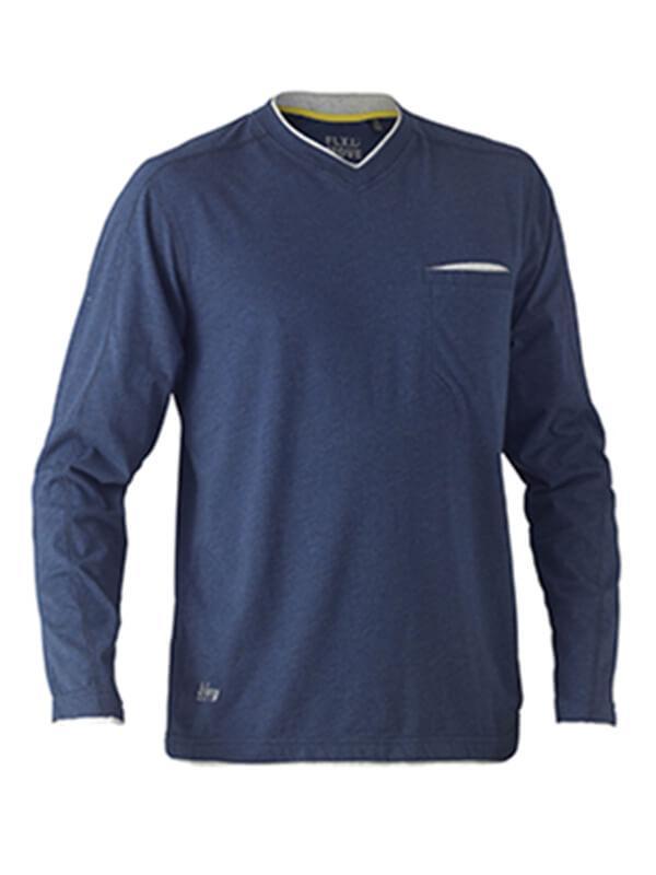 Bisley Flex & Move Cotton Rich V Neck Long Sleeve Tee (BK6933)