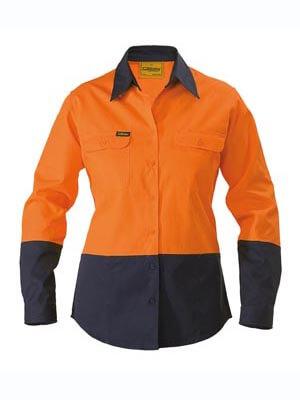 Bisley Ladies 2 Tone Hi Vis Drill Shirt - Long Sleeve-(BL6267)