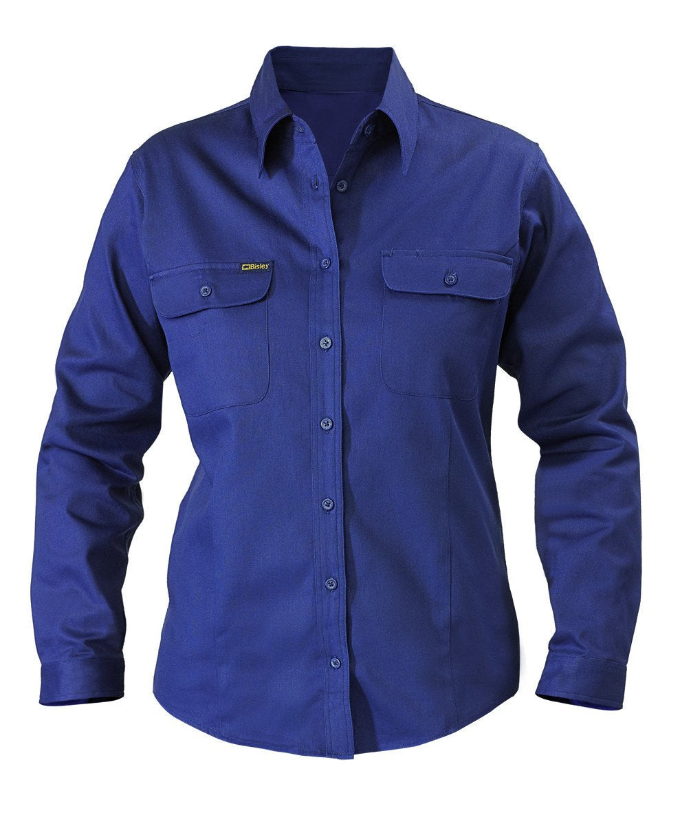 Bisley Ladies Drill Shirt - Long Sleeve-(BL6339)