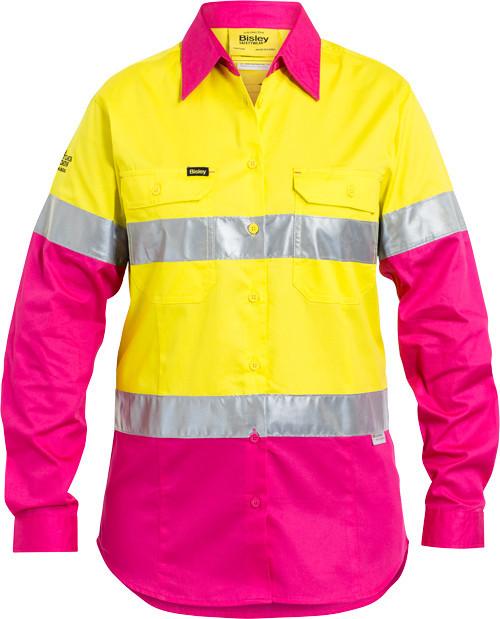 Bisley Women's 3M Taped Hi Vis Cool Light Weight Shirt-(BL6696T)