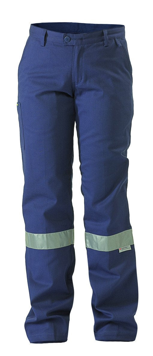 Bisley Ladies Drill Pant 3m Reflective Tape-(BPL6007T)