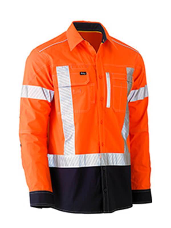 Bisley Flex & Move Tone HI Vis Stretch Utility Shirt-Long Sleeve (BS6177XT)