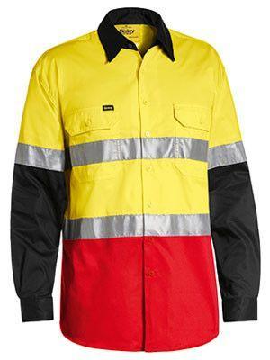 Bisley 3M Taped Hi Vis Cool Light Weight Three Tone Long Sleeve Shirt-(BS6697T)