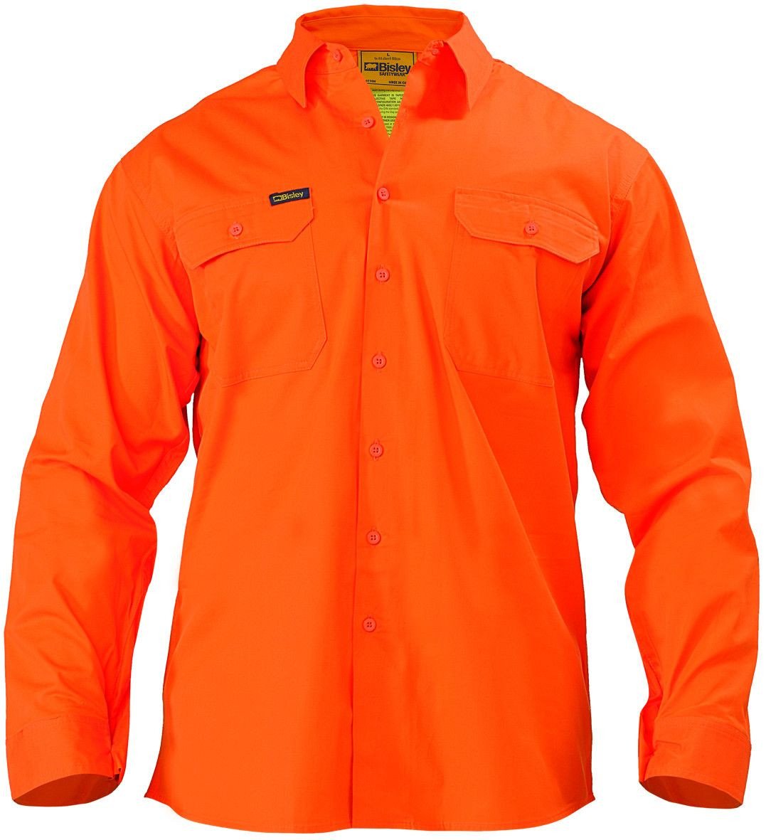 Bisley Cool Lightweight Gusset Cuff Hi Vis Drill Shirt - Long Sleeve-(BS6894)