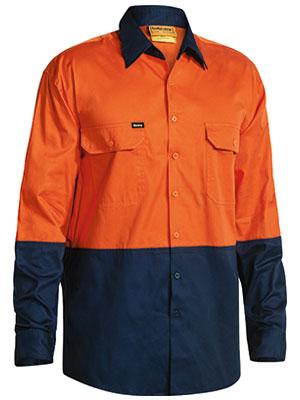 Bisley 2 Tone Hi Vis Cool Lightweight Mesh Ventilated Drill Shirt - Long Sleeve-(BS6895)
