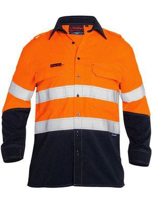 Bisley  Tencate Tecasafe® Plus Taped 2 Tone Hi Vis Fr Vented Long Sleeve Shirt-(BS8082T)